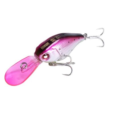 China Fishing Lure Gear Wobbler Rattle Noise Hard Bait Bloody Strong Treble Hook Swing To High Frequency Floating Crank Fishing Lure for sale