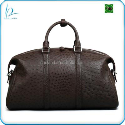 China Custom Exotic Large Real Authentic Real Ostrich Leather Weekend Travel Bag Duffle Bag for sale