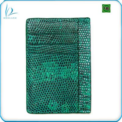 China Interesting High Quality Luxury Real Lizard Skin Green Color Lizard Skin Leather Credit Card Holder Genuine Wallet for sale