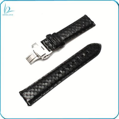 China Real Python Skin Luxury Leather Metal Clasp Watch Band for sale