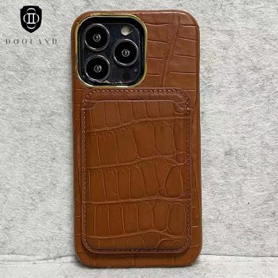 China Crocodile Tri Case Leather Phone Case For iPhone 13pro/13/13promax Crocodile High Quality Genuine Belly Tri Case Leather Phone Case For iPhone 13pro/13/13promax for sale