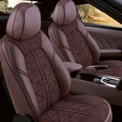 China Set Of Breathable Comfortable Design Fashion Luxury Universal Cushion Front Seat Half Suede Car Seat Cover for sale