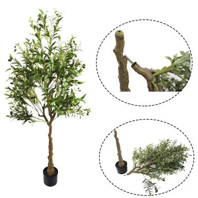 China Living Room Decor Detachable Artificial Olive Tree 160cm 5.3 Feet Plastic Fake Olive Plant in Pot for sale