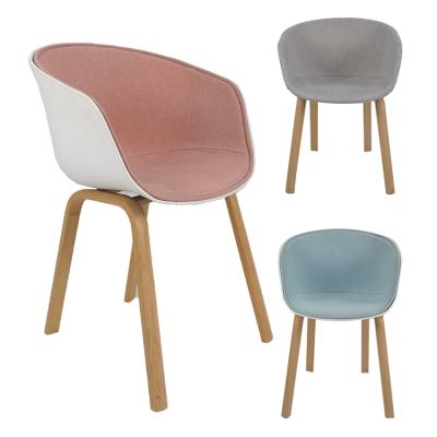 China Hot Selling Nordic Style Basin Chair Wooden Leg Chair Colorful With Soft Cushion Full Fabric Seat And Round Metal Basin Base for sale