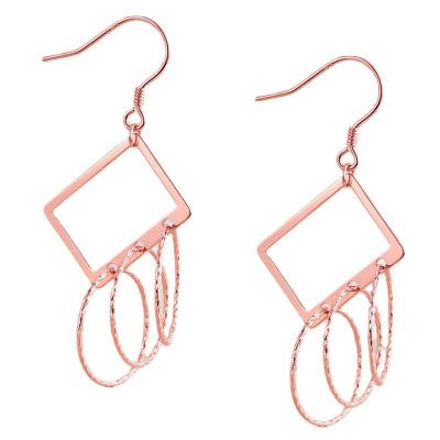 China Simplicity S925 sterling silver circle earhook earrings temperament long square female Korean tide style net red earrings eardrop new for sale