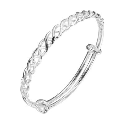 China CLASSIC 9999 and Fashionable Sterling Silver Bracelet Women Simple Design Woven Bracelet Exquisite Solid Adjustable Bracelet for sale