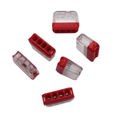 China Hot Selling Electrical Hardware 4 Way Push In Style Spring Cable 0.5-2.5mm2 Fast Electrical Lug Block Connector For Lighting Fixture for sale