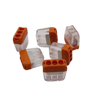 China Hot Selling 3 Ways Electrical Hardware Push In Style Spring Cable 0.5-2.5mm2 Fast Quick Electrical Lug Block Connector For Lighting Fixture for sale