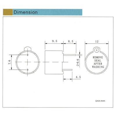 China Plastic High Frequency Buzzer DIA12mm H7.5mm 12VDC Range Good Quality Electromagnetic Active Buzzer for sale