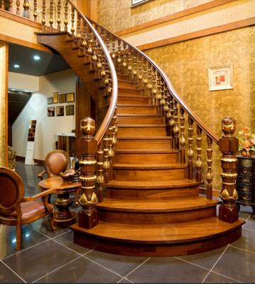 China Customized Modern Classic Wooden Stairs Factory Price Custom DIY Curved Stairs With Treads Wood Staircase for sale