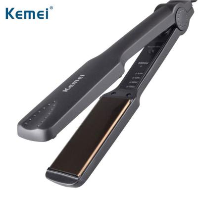 China Safety Kemei KM-329 Straightening Iron Styling Tool Professional Wire Hair Iron Straightener With LED Wholesale for sale