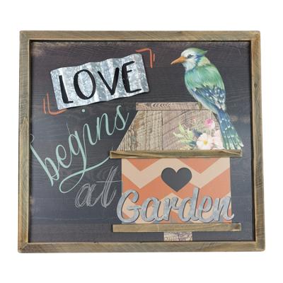 China American Love Begins at Vintage Wood Frame Home Decor Vintage Wood Frame Decor for sale