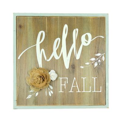 China America Hello Autumn Wall Decor Modern Farmhouse Farmhouse Wall Hanging Wood Sign for sale