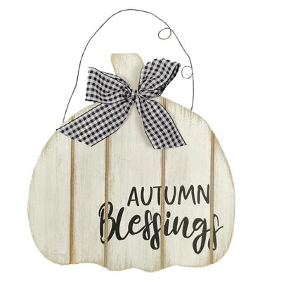 China America Customized Harvest Autumn Blessings Wall Decor With Wire Hanger Farmhouse Decor Wooden Hanging Sign for sale