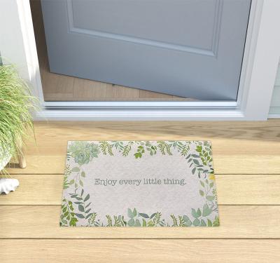 China Washable Enjoy Every Little Thing Mats Logo Outdoor Entryway Antislip Welcome Custom Mats for sale