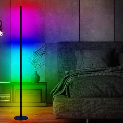 China Modern Corner Round Remote Control Light Standing Lamp Aluminum Base RGB Floor Lamp Light For Bedroom for sale