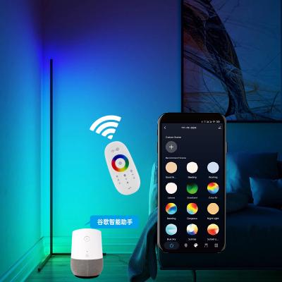 China SUNJET Tuya App Smart Home System Modern Remote Control Floor Lamp RGB Floor Lamp LED Corner Floor Light for sale