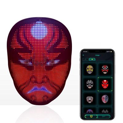 China Dislpay Mode and Music Mode APP Controlled Programmable Halloween Masquerade Party Led Mask For Adults for sale