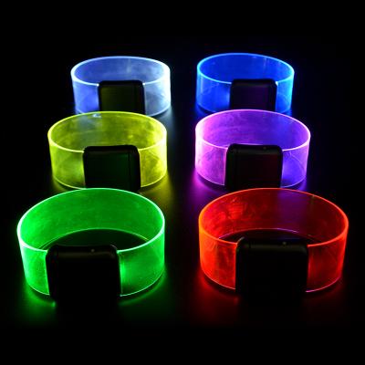 China ABS SUNJET LED Strip Items LED Silicone And Magnetic Wristband For Party Event With Customized Laser Cutting for sale