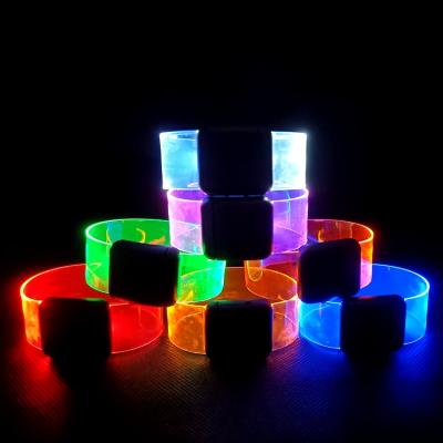 China Silicone And ABS SUNJET 2021 Party Supplies Patented Custom Product Logo LED Magnetic Bracelet TPU Wristband for sale