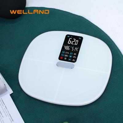 China New Stored Body Fat Scale With Big VA Color Screen Tempered Glass Screen Electronic Weighing Smart Scales for sale