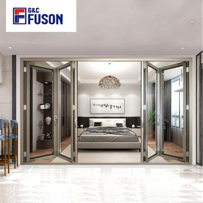 China Waterproof Commercial Residential Outdoor Thermal Break Accordion Aluminum Folding Door for sale