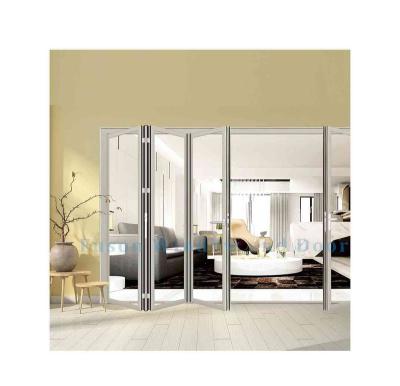 China Modern Frameless Heat Insulation Aluminum Alloy Folding Door Heat Insulation Anti Finger Caught Bifolding Door for sale