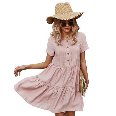 China Anti-Static Dress Women's Summer Sunbathing Fashion Short Vestido O Neck Party Female Midi Bohemian Dress for sale