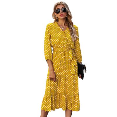 China New Summer Women's Anti-Wrinkle Polka Dot Printed Casual Dress Sleeveless Lady Loose Maxi Dress for sale