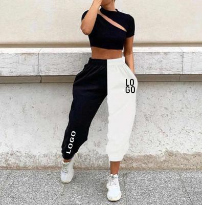 China Anti-Wrinkle High Waist Trouser Pants Women Winter Color Block Pants Women Streetwear Sweatpants for sale