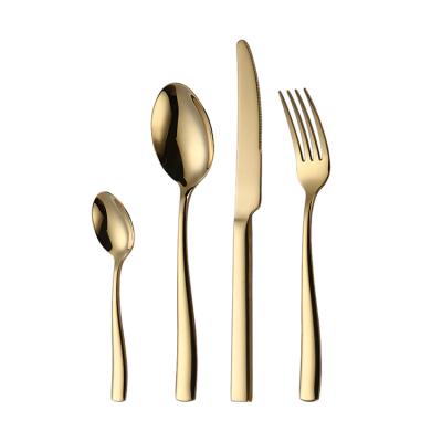 China Sustainable Modern Stainless Steel Flatware Set Gold Plated Restaurant Cutlery for sale