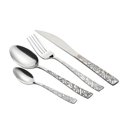 China Sustainable Custom Stainless Steel Vines Pattern Silverware Wholesale Flatware Set for sale