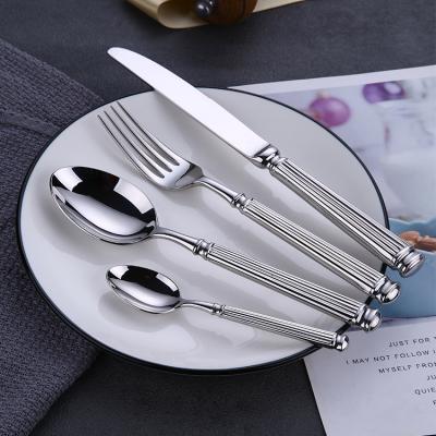 China Sustainable Forged Polish Luxury Shine Mirror Flatware Stainless Steel Cutlery Set for sale