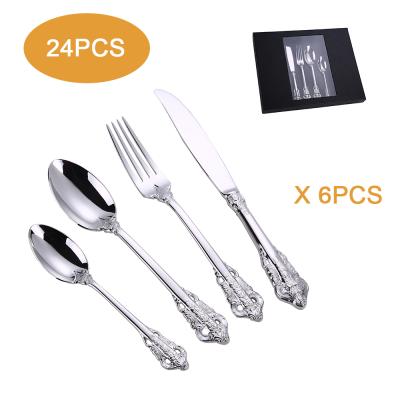 China Sustainable 16/24 Piece Vintage Stainless Steel Gold Flatware Wedding Flatware Set for sale