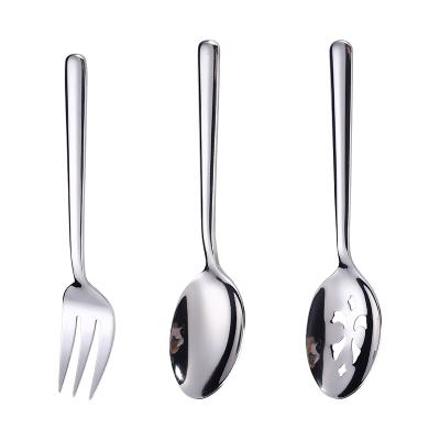 China Durable Mirror Surface Finish Stainless Steel Slotted Salad Serving Spoons Set for sale