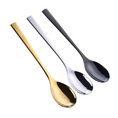 China Sustainable Long Handle Stainless Steel Buffet Restaurant Catering Serving Spoon Set For Soup Salad for sale