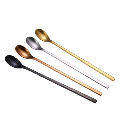 China Viable Bar Cocktail Matt Stainless Steel Long Handle Mixing Ice Tea Stirring Spoon for sale