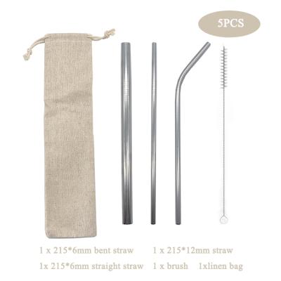 China CLASSIC Logo Stainless Steel Color Reusable Custom Metal Drinking Straw Set for sale