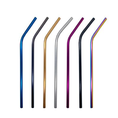 China Reusable Eco - Friendly Stainless Steel Colored Upright Bent Drinking Straw Reusable for sale