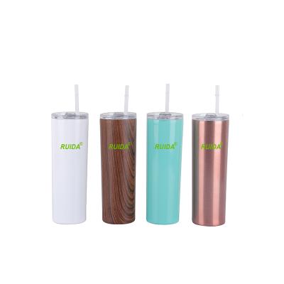 China Wholesale 20oz Skinny Tumbler Stainless Steel 30oz Straight Lean Vacuum Tumbler Long Lasting With Straw for sale