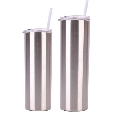 China 15oz 20oz 25oz 30oz 35oz Stainless Steel Viable Lean Tumbler Straws Stainless Steel Straight Wine Tumbler Cups Coffee Mug Tumbler With Slide Lid for sale