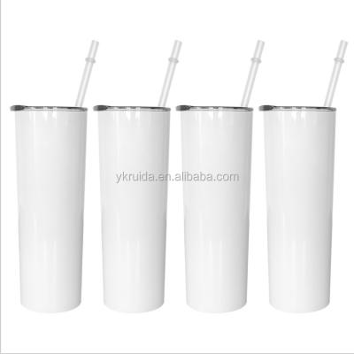 China 20oz 30oz Viable Straight Vacuum Sublimation Cooler Tumbler With Lid Wholesale Slim Stainless Steel Vacuum Insulated Mug With Straw for sale