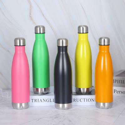 China Wholesale 350ml 500ml 750ml Double Wall Stainless Steel Vacuum Flask Viable Milk Drinks Cola Shaped Water Bottle for sale