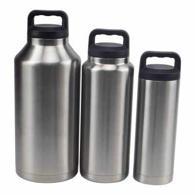 China Sustainable Wide Mouth Customized Stainless Steel Vacuum Flask Water Bottle Insulated Sports Bottle Double Wall Travel Bottle 18oz 36oz 64oz for sale