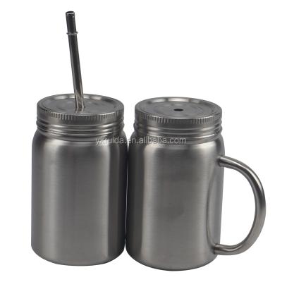 China Wholesale Viable Mason Jar With Lid Stainless Steel Double Wall Vacuum Insulated Cup Tumbler With Straw for sale