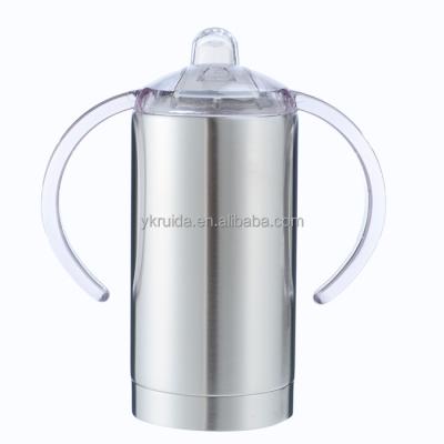 China Viable White Sublimation Tumbler 12oz Stainless Steel Wall Vacuum Lean Sippy Cup Double Sided With Slide Lid for sale