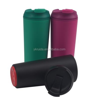 China New Design 350ml 12oz Wall Suction Tumbler Cup Viable Suction Plastic Double Bottom With Leak Proof Lid for sale