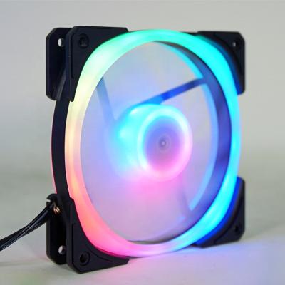 China Computer case 12cm RGB color-changing dual-ring LED head case fan for sale