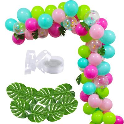 China China PTK Hawaii Flamingo Summer Decorations Tropical Themed Garland with Blue Green Hot Pink Confetti Balloons for Party Decorations for sale