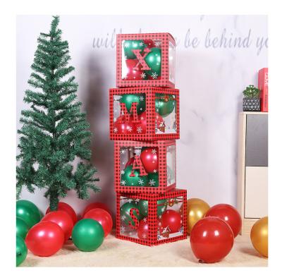 China Partycool Eco-friendly Christmas Decorations Indoor Supplies Disposable Merry Christmas Balloon Box Transparent Box for sale